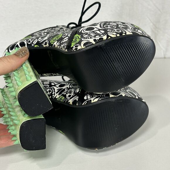 Red Kiss Green Spiked Heels Skulls And Roses Mona Women’s size 6 - Picture 6 of 9